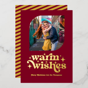 Burgundy & Gold Modern Retro Christmas Photo