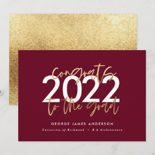 burgundy gold modern script stylish graduation