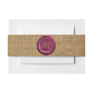 Burgundy & Gold Monogram Modern Wax Seal Stickers Invitation Belly Band