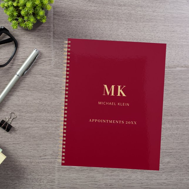 Burgundy gold name monogram 2026 planner (Creator Uploaded)