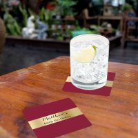 Burgundy gold name script birthday