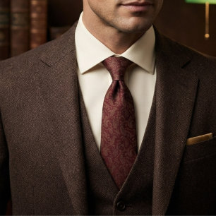 Burgundy Gold Paisley Jacquard Tie