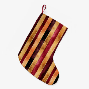 Burgundy Gold Peach Stripes Christmas Small Christmas Stocking