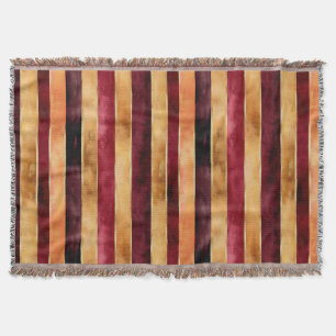 Burgundy Gold Peach Stripes Christmas Throw Blanket