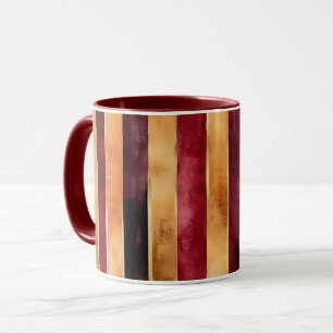 Burgundy Gold Peach Stripes   Mug