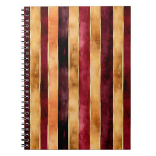 Burgundy Gold Peach Stripes Notebook