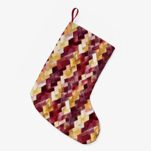 Burgundy Gold Peach Zigzag Christmas Small Christmas Stocking