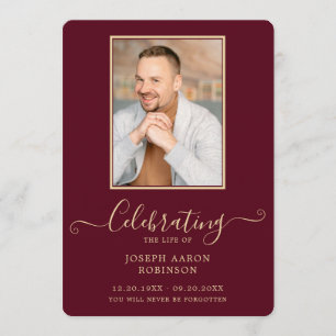 Burgundy Gold Photo Funeral Order of Service  Programme