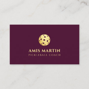 Burgundy & Gold Pickleball Coach Business Card