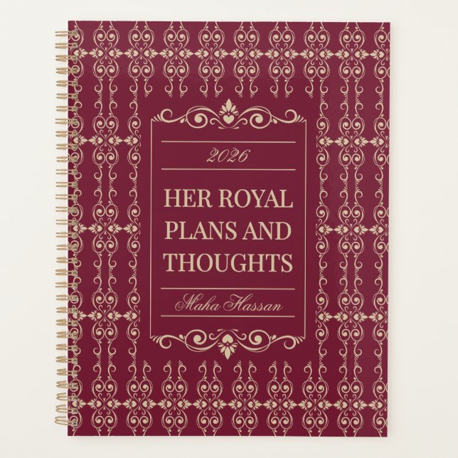 Burgundy & Gold Planner | Personalized Name & Year (Front)
