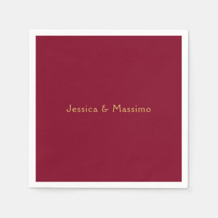 Burgundy Gold Professional Trendy Minimalist Names Napkin