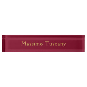 Burgundy Gold Professional Trendy Minimalist Text Nameplate