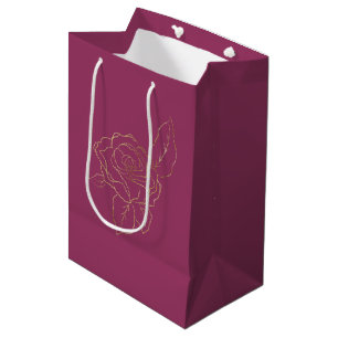 Burgundy Gold Rose Medium Gift Bag