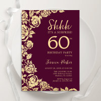 Burgundy Gold Roses Surprise 60th Birthday