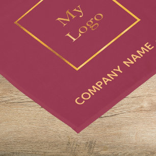 Burgundy gold salon business logo short table runner