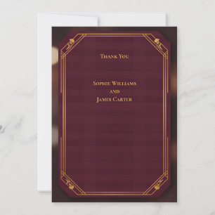 Burgundy Gold Scottish Wedding Thank You Card Da