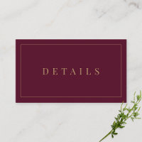 Burgundy & Gold Simple Formal Wedding Details