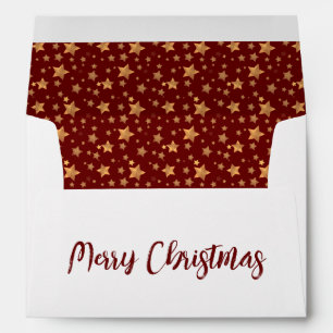 Burgundy Gold Star Vintage Elegant Merry Christmas Envelope