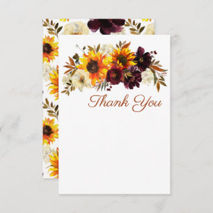Burgundy & Gold Sunflower Wedding Invitations