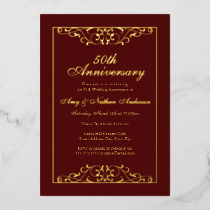 Burgundy Gold Swirl 50th Wedding Anniversary