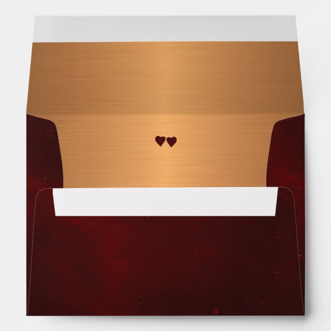Burgundy gold vintage wedding invitation envelope (Back (Bottom))