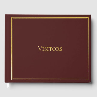 Burgundy Gold Visitors Book Guest Sign In Book
