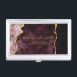 Burgundy & Gold Watercolor Marble Agate Gilded Business Card Holder<br><div class="desc">Burgundy Watercolor & Gold Foil Watercolor Marble Agate Gilded Geode Design,  with Modern and Script fonts. Trendy and Chic
Business Card Case! ~ Check my shop to see the entire suite for this design!</div>