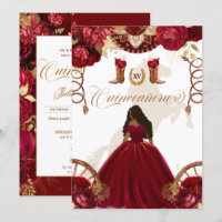 Burgundy Gold Western Charro 2-Sided Quinceanera I