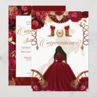 Burgundy Gold Western Charro 2-Sided Quinceanera I