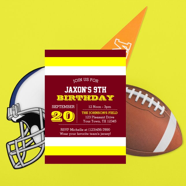 Burgundy Gold White Team Birthday Invitation (Creator Uploaded)