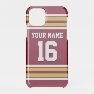 Burgundy Gold White Team Jersey Custom Number Name iPhone 11 Pro Case