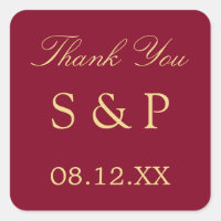 Burgundy Golden Beige Wedding Favour Thank You