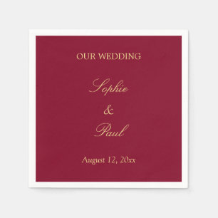 Burgundy Golden Beige Wedding Napkins