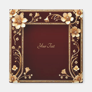 Burgundy Golden Flowers Magnet