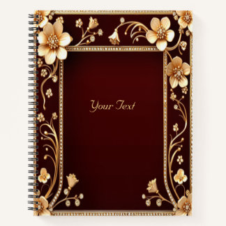 Burgundy Golden Flowers Notebook