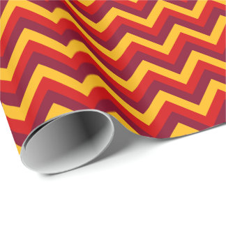 Burgundy Goldenrod Red LG Chevron ZigZag Pattern Wrapping Paper