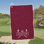 Burgundy Golf Clubs And Ball Personalised Name Golf Towel<br><div class="desc">Personalise the name to create a great golf gift and keepsake. Designed by Thisisnotme©</div>