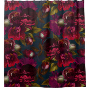 burgundy  goth midnight moody floral garden 1 shower curtain