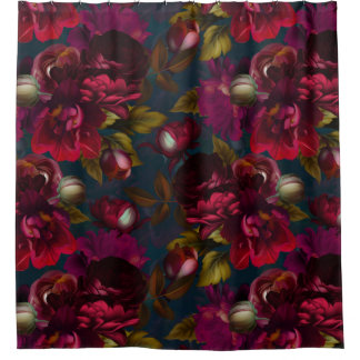 burgundy goth midnight moody floral garden 1 shower curtain