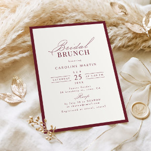 Burgundy Graceful Script Typography Bridal Brunch Invitation