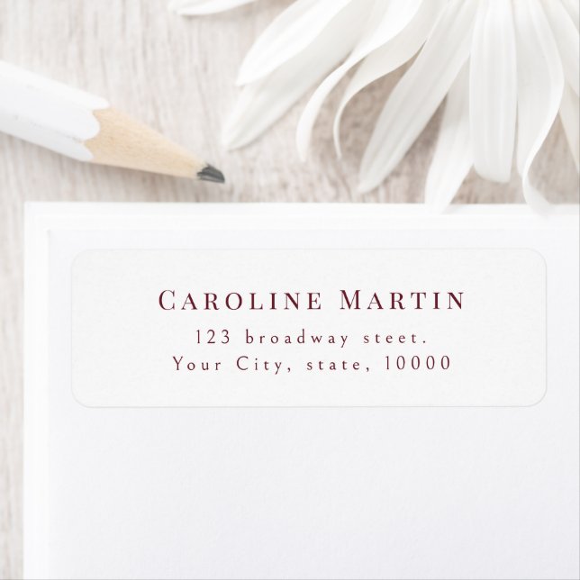 Burgundy Graceful Script Typography Return Address (Insitu)