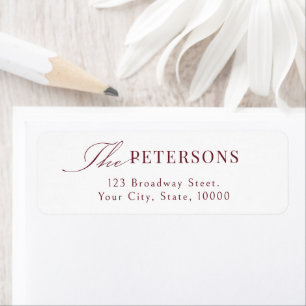 Burgundy Graceful Typography Family Return Address