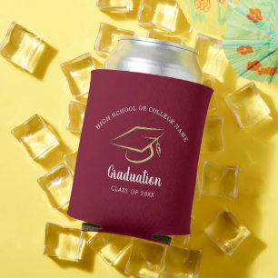 Burgundy Graduation 2026 High School Grad Party Can Cooler