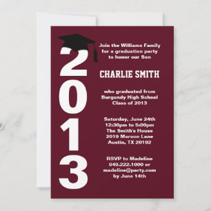 Burgundy Graduation Party Invitation Class of 2013