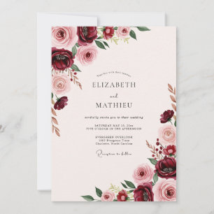 Burgundy Grand Floral Wedding Invitation