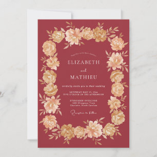 Burgundy Grandiose Botanical Wedding Invitation