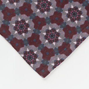 Burgundy & Gray Floral Painted Quilt Fleece Blanket