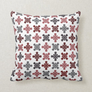 Burgundy Gray Maroon Abstract Flower Pattern Cushion