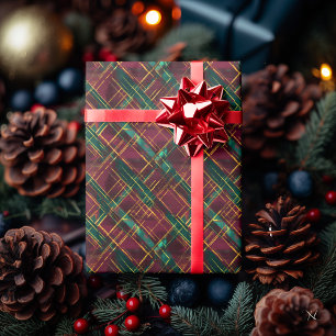 Burgundy, Green, and Yellow Abstract Plaid –  Wrapping Paper