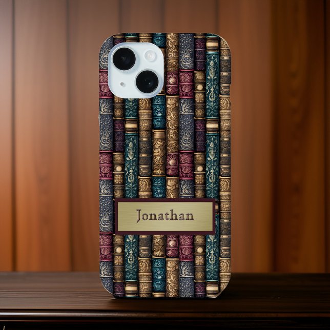 Burgundy Green Antique Book Covers Gold Monogram (Creator Uploaded)